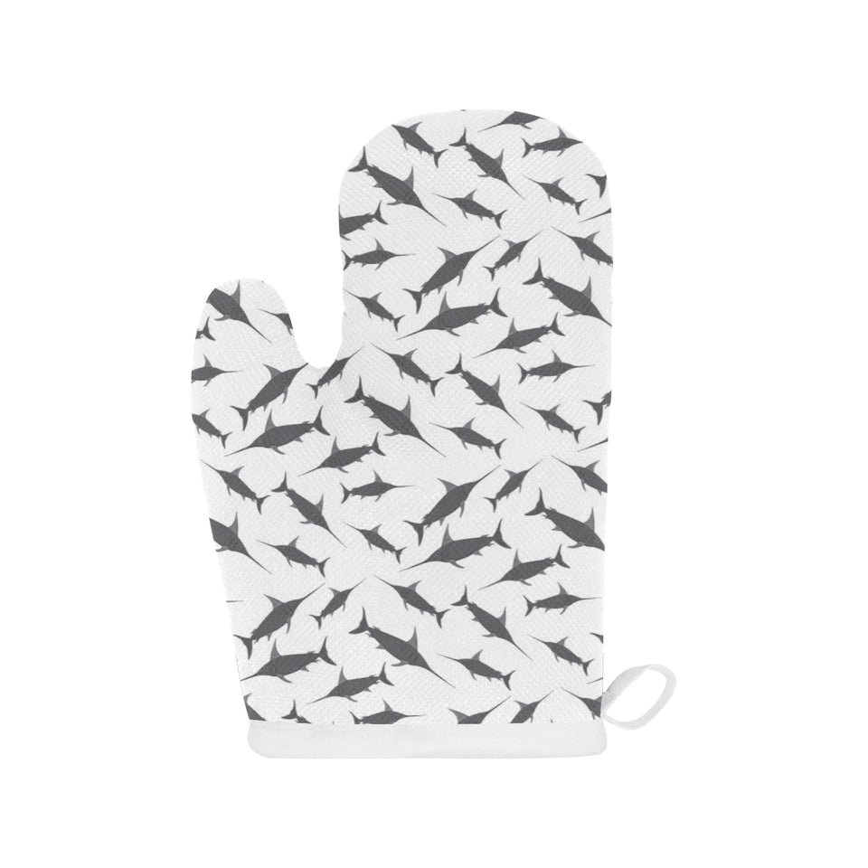 Swordfish Pattern Print Design 04 Heat Resistant Oven Mitts