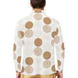 Gold Texture mushroom pattern Men's Long Sleeve Polo Shirt