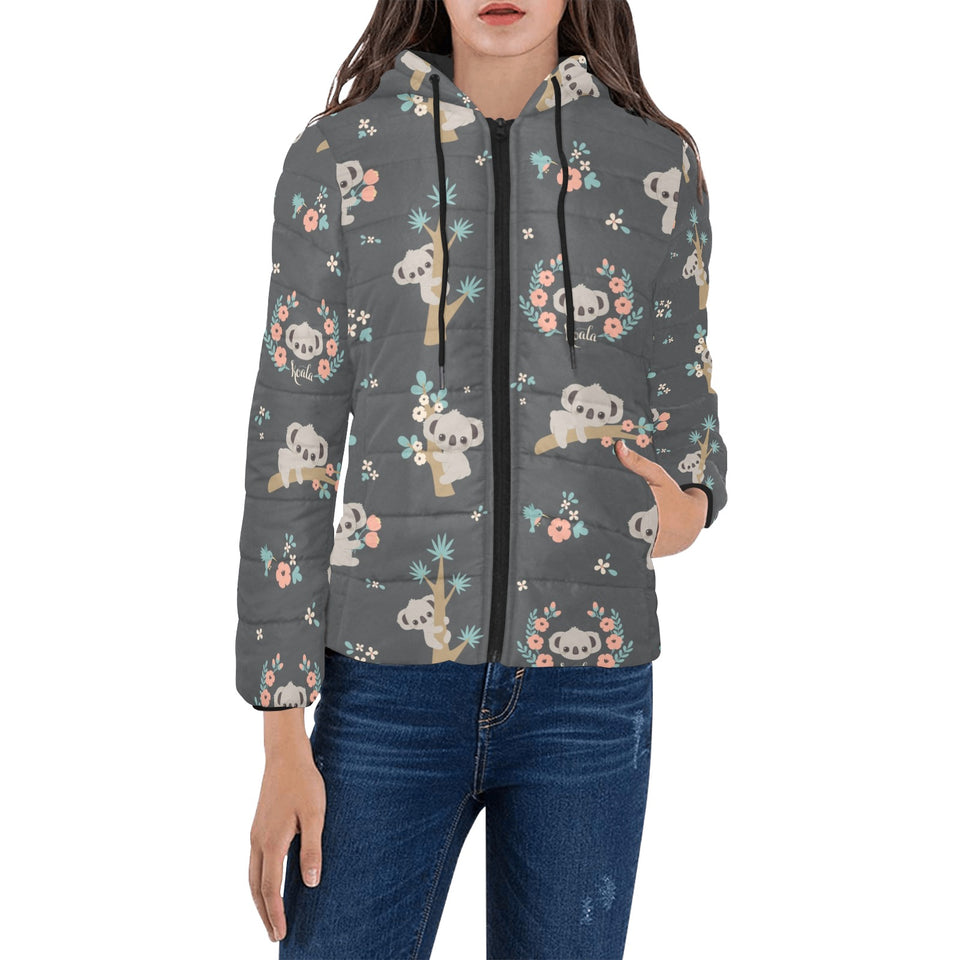 Cute koala pattern Women's Padded Hooded Jacket