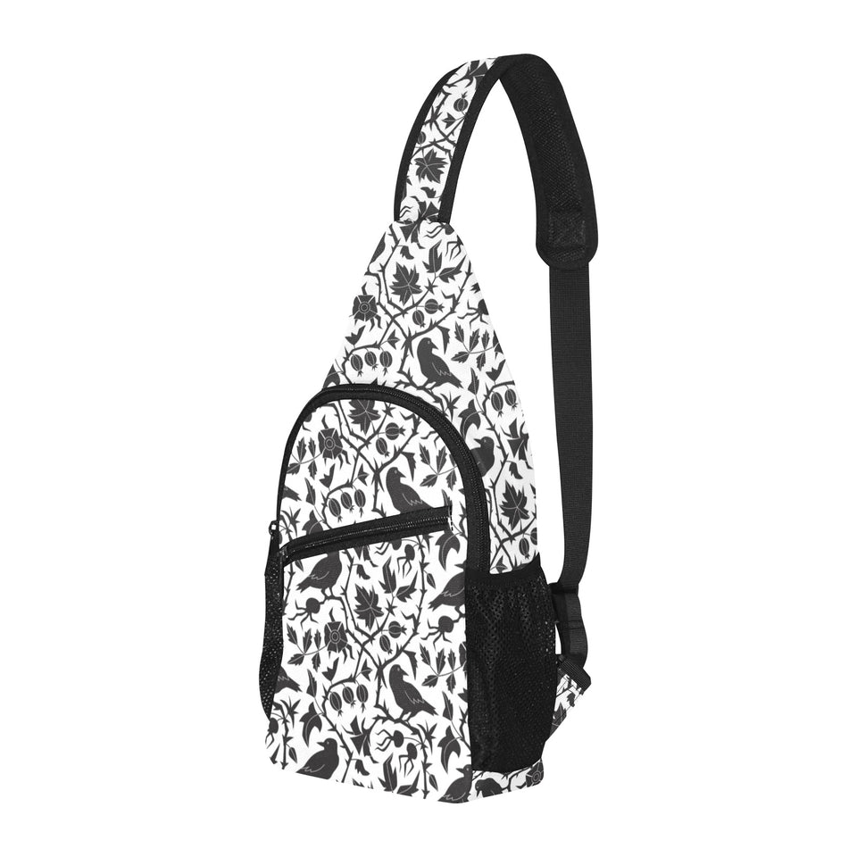 Crow dark floral pattern All Over Print Chest Bag