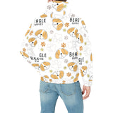 Cute beagle dog pattern background Men's Padded Hooded Jacket