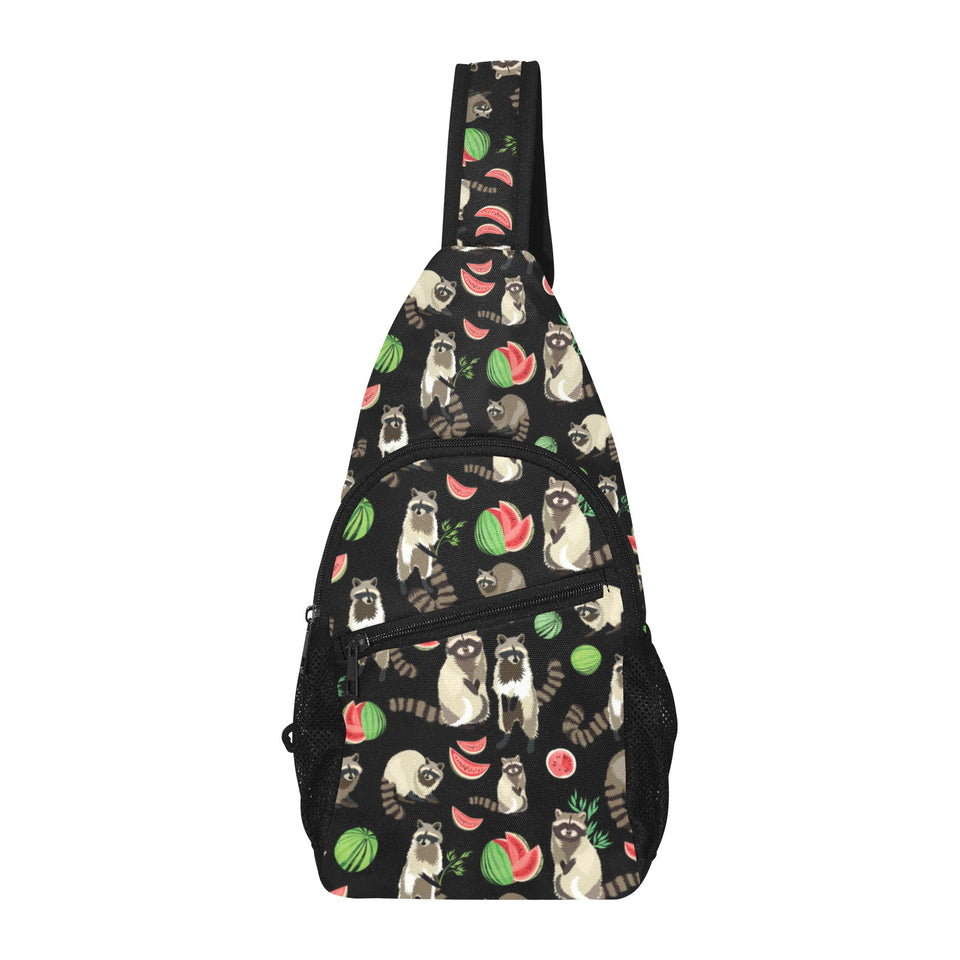 Raccoon watermelon pattern All Over Print Chest Bag