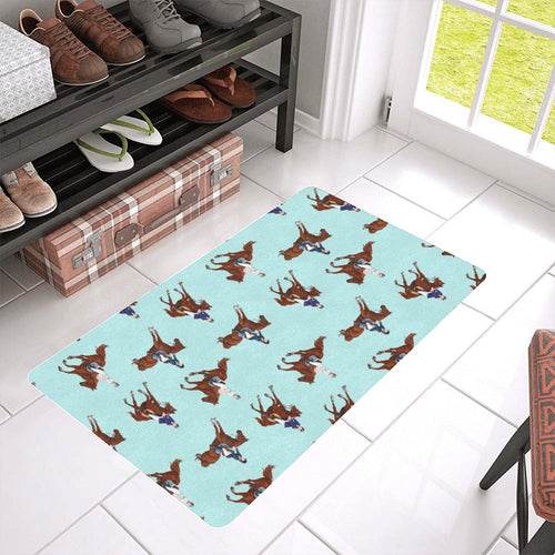 Horses running horses rider pattern Doormat