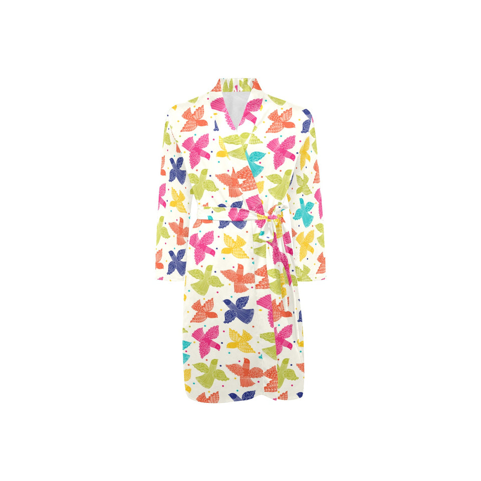Pigeon Pattern Print Design 01 Men's Long Sleeve Belted Night Robe