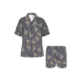 Gold ginkgo leaves Women's V-Neck Short Pajama Set