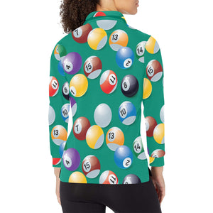 Billiard Ball Pattern Print Design 01 Women's Long Sleeve Polo Shirt