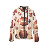 American football ball design pattern Women's Padded Hooded Jacket