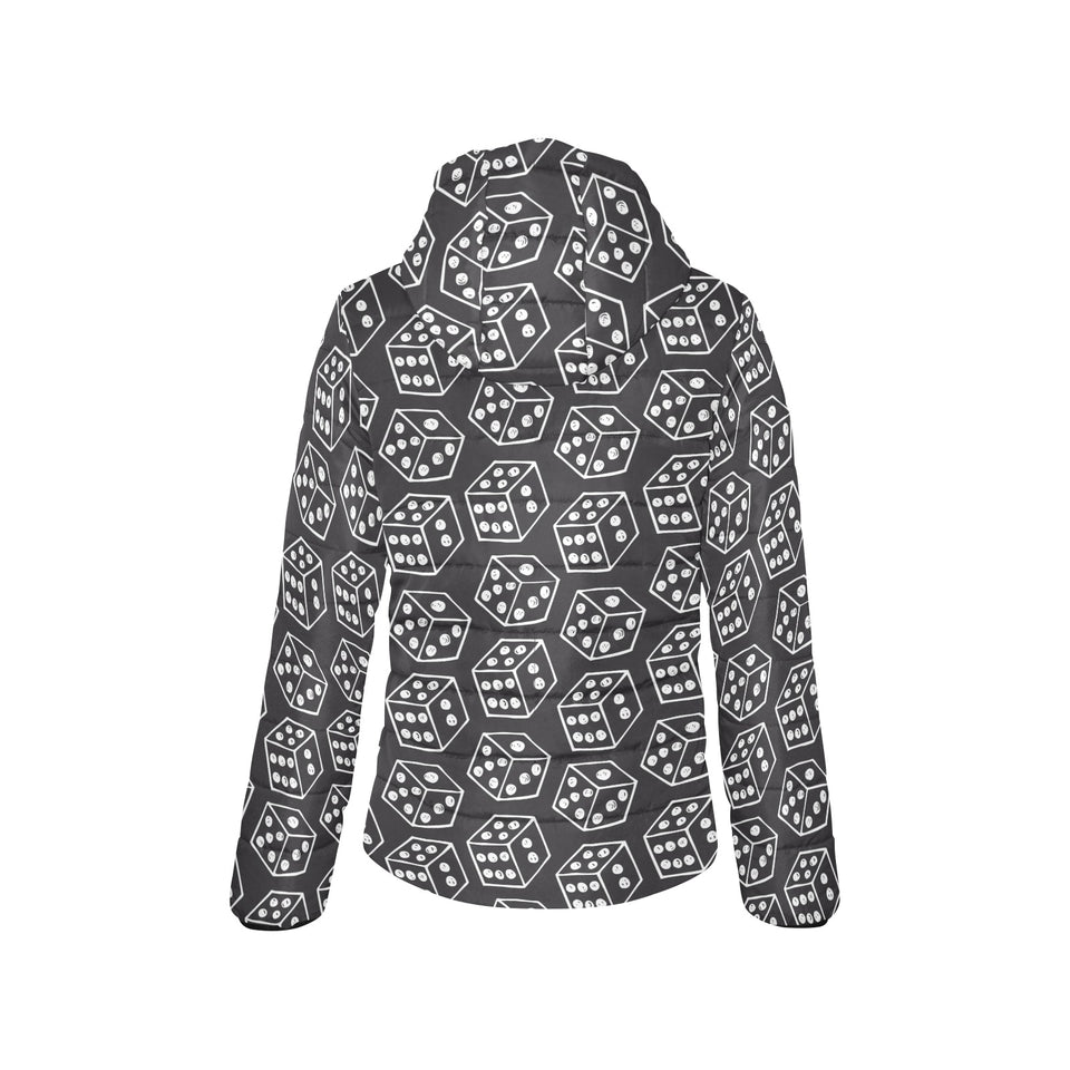 Dice Pattern Print Design 01 Women's Padded Hooded Jacket