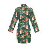 Squirrel Pattern Print Design 03 Women's Long Sleeve Belted Night Robe