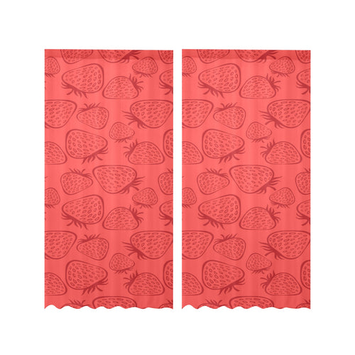 strawberry pattern red background Gauze Curtain