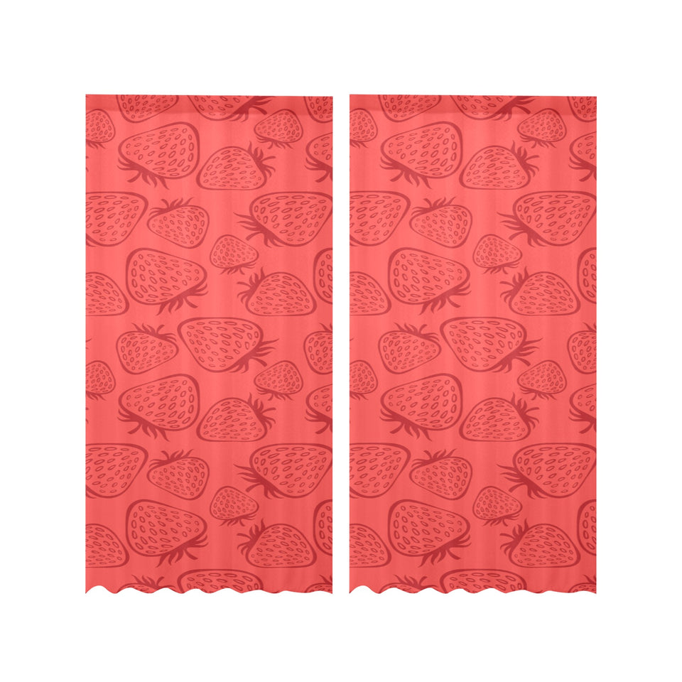 strawberry pattern red background Gauze Curtain