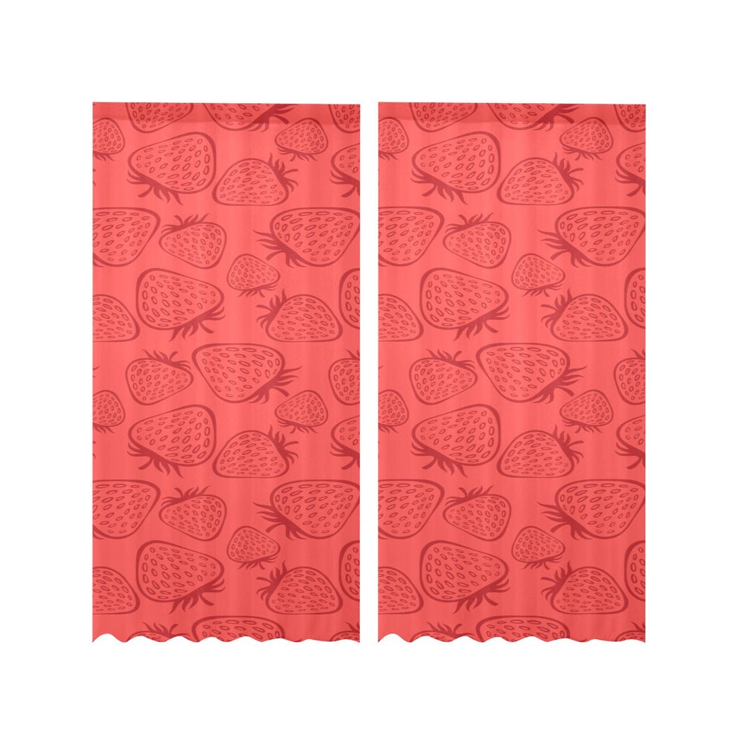 strawberry pattern red background Gauze Curtain