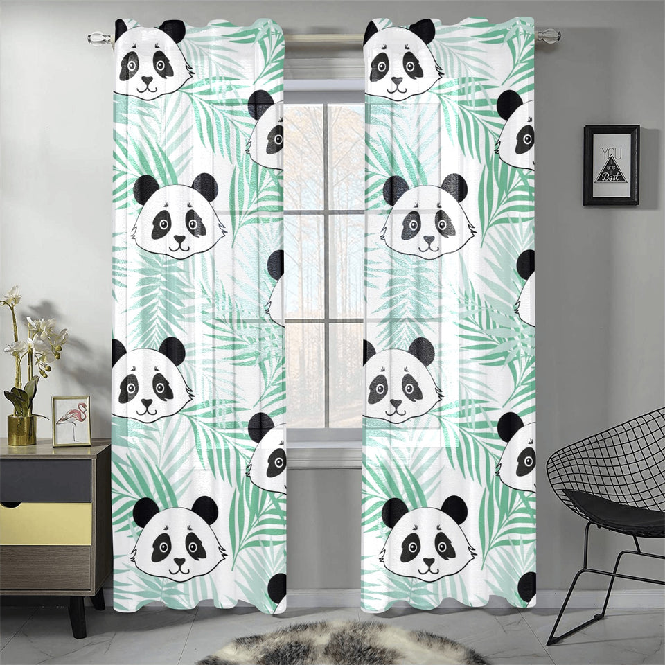 Panda pattern tropical leaves background Gauze Curtain
