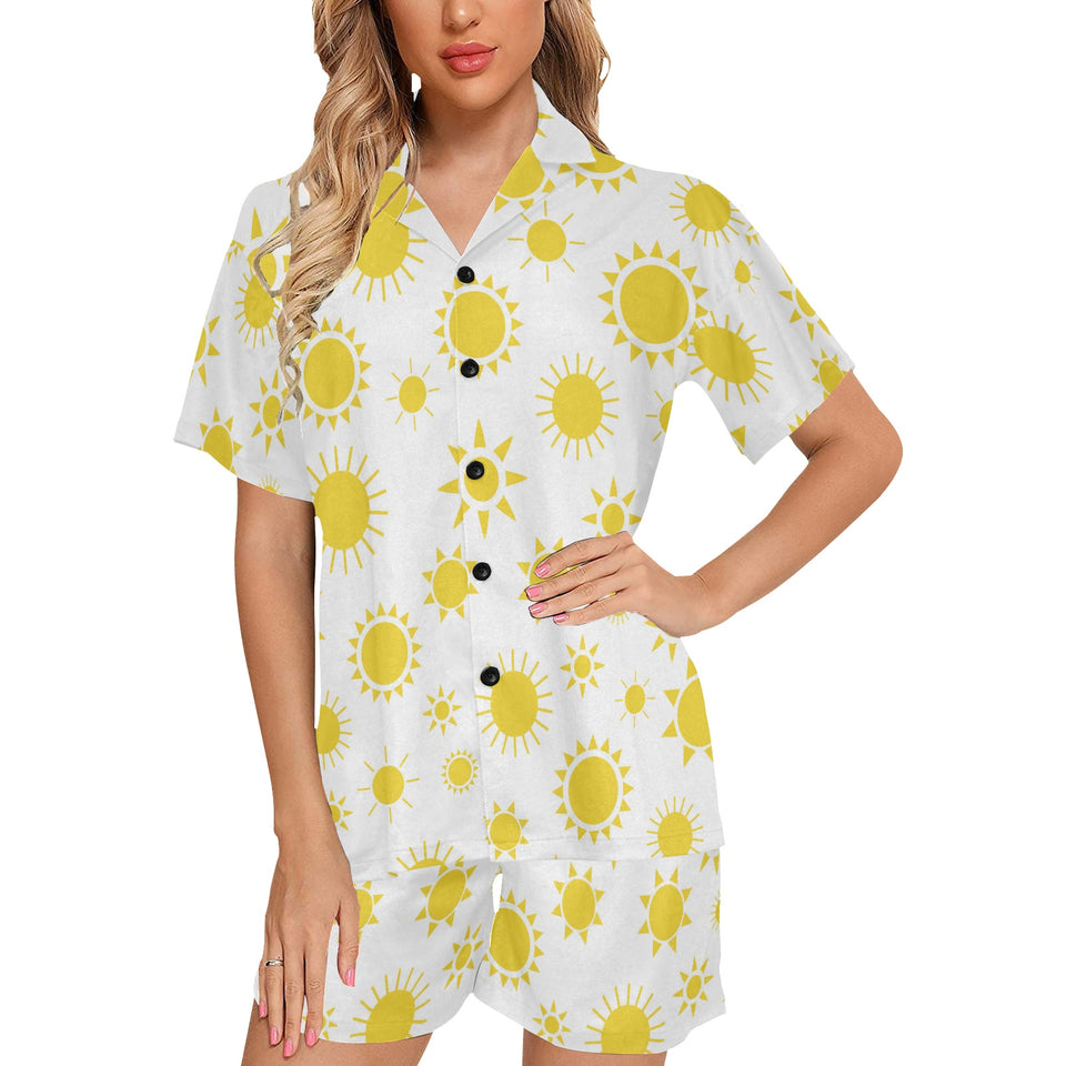 Sun pattern Women's V-Neck Short Pajama Set
