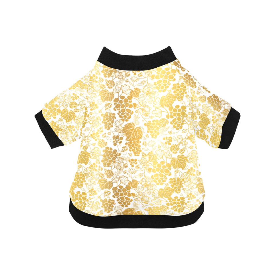 Gold grape pattern All Over Print Pet Dog Round Neck Fuzzy Shirt