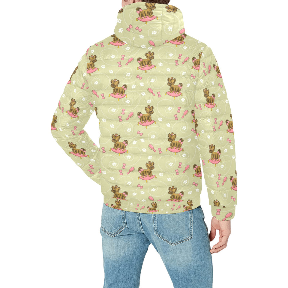 Yorkshire Terrier Pattern Print Design 01 Men's Padded Hooded Jacket