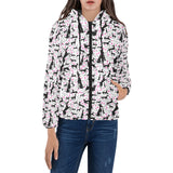 Greyhound Pattern Print Design 02 Women's Padded Hooded Jacket