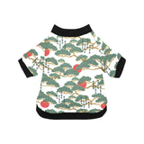 Bonsai red sun japanese pattern All Over Print Pet Dog Round Neck Fuzzy Shirt