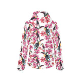 Toucan flower design pattern Women's Padded Hooded Jacket