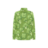 Broccoli pattern green background Women's Long Sleeve Polo Shirt