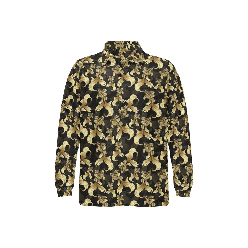 Goldfish Pattern Print Design 01 Men's Long Sleeve Polo Shirt