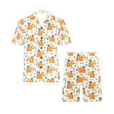 Squirrel Pattern Print Design 04 Men's V-Neck Short Pajama Set