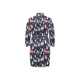 Deers Winter Christmas pattern Men's Long Sleeve Belted Night Robe