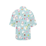 Cute snowman snowflake pattern Women's All Over Print Hawaiian Shirt