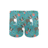 Boston terrier beautiful flower pattern Men's Swimming Trunks