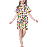 Dice Pattern Print Design 03 Kids' Boys' Girls' V-Neck Short Pajama Set