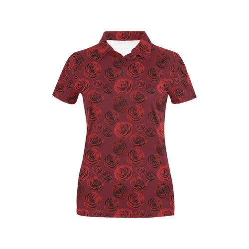 Rose Pattern Print Design 03 Women's All Over Print Polo Shirt