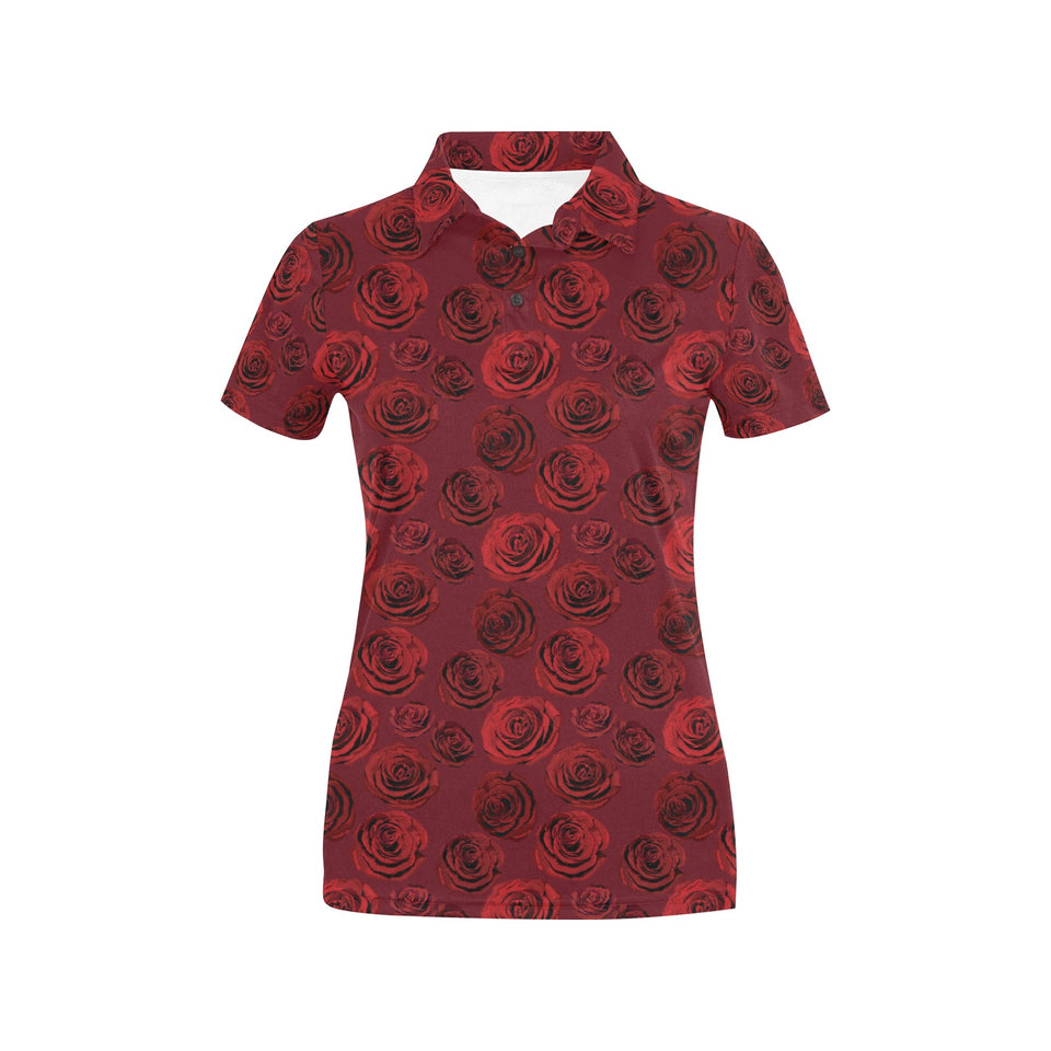 Rose Pattern Print Design 03 Women's All Over Print Polo Shirt