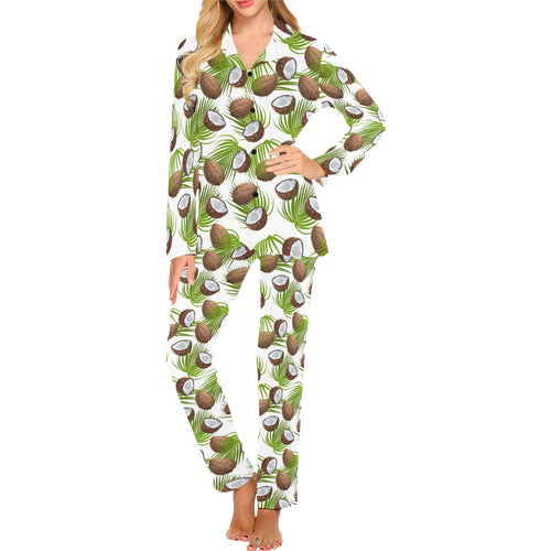 Coconut Pattern Print Design 04 Women's Long Pajama Set