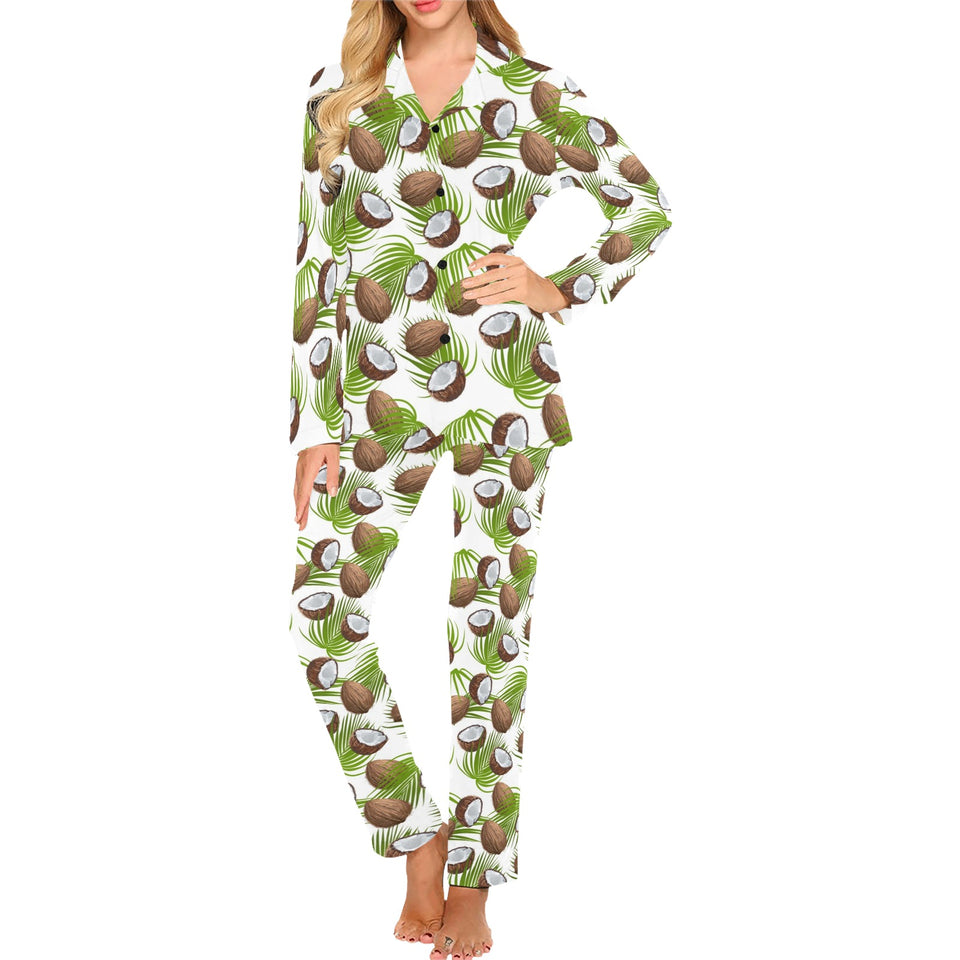 Coconut Pattern Print Design 04 Women's Long Pajama Set