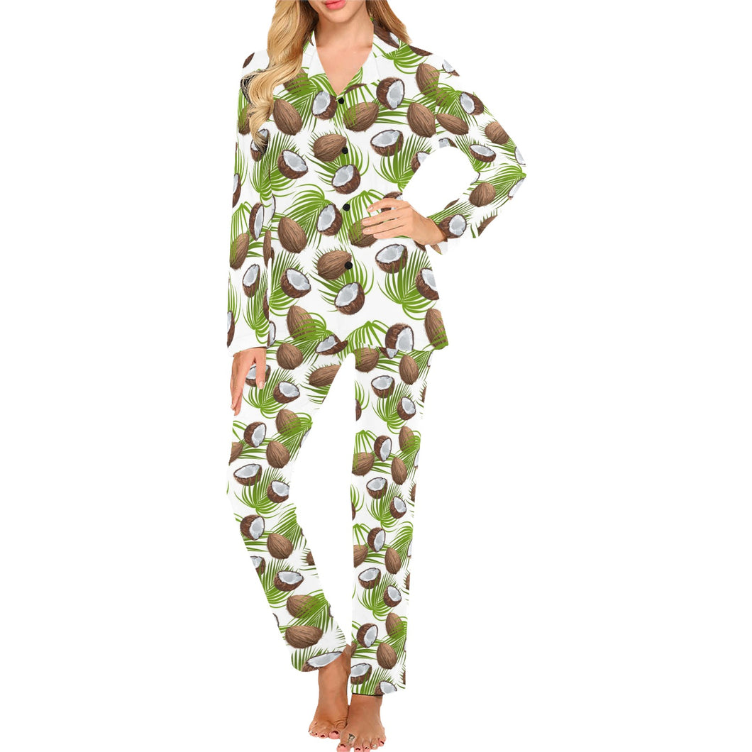 Coconut Pattern Print Design 04 Women's Long Pajama Set