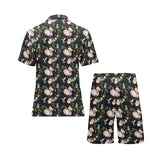 Hummingbird Pattern Print Design 03 Men's V-Neck Short Pajama Set