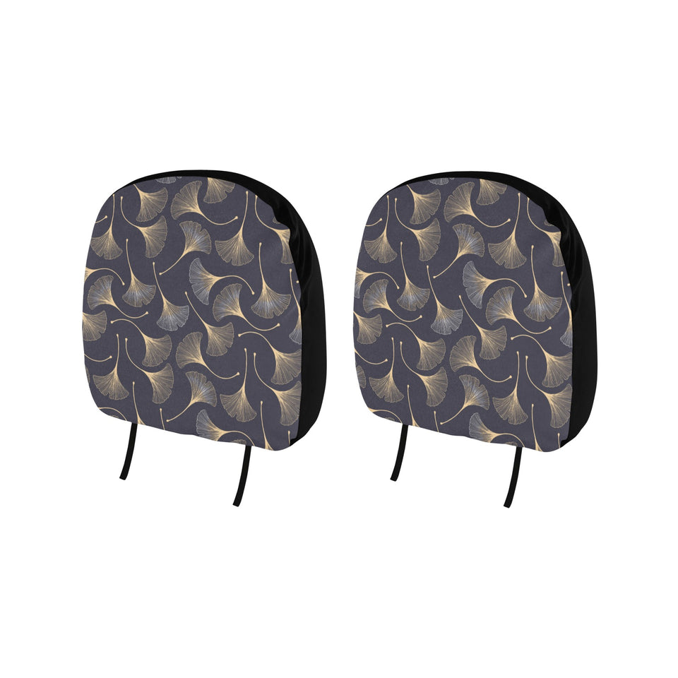Gold ginkgo leaves Car Headrest Cover