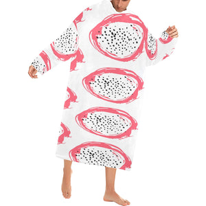 Hand drawn dragon fruit Blanket Robe with Sleeves