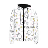 Siberian Husky design pattern Men's Padded Hooded Jacket