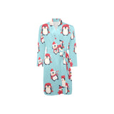 Cute penguin christmas design pattern Men's Long Sleeve Belted Night Robe