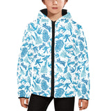 Coral Reef Pattern Print Design 01 Kids' Boys' Girls' Padded Hooded Jacket