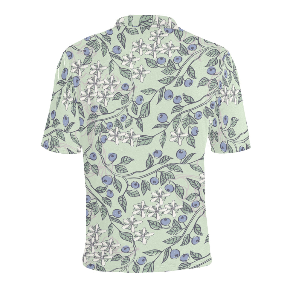 hand drawn blueberry pattern Men's All Over Print Polo Shirt