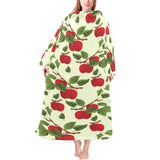 Red apples leaves pattern Blanket Robe with Sleeves