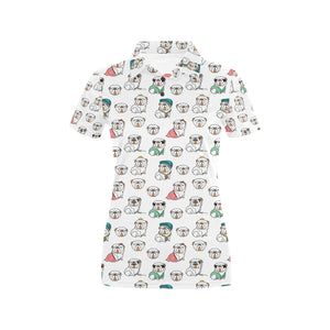 English Bulldog Pattern Print Design 03 Women's All Over Print Polo Shirt