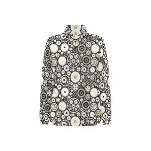 Gear Pattern Print Design 02 Women's Long Sleeve Polo Shirt