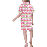 Teddy Bear Pattern Print Design 04 Kids' Boys' Girls' V-Neck Short Pajama Set