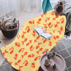 Goldfish Pattern Print Design 02 Blanket Robe with Sleeves