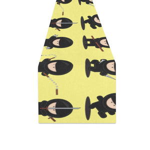 Cute ninja yellow background Table Runner
