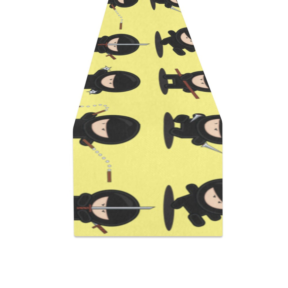 Cute ninja yellow background Table Runner