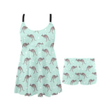 Kangaroo pattern background Chest Sexy Pleated Two Piece Swim Dress